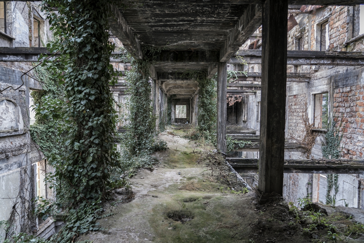 Inside the abandoned and destroyed parliament building in Sukkhumi
